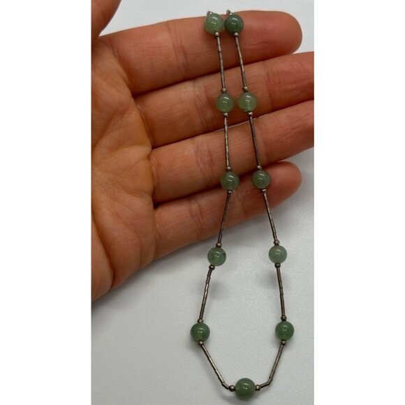 925 STERLING SILVER NEPHRITE NECKLACE - Picture 9 of 9